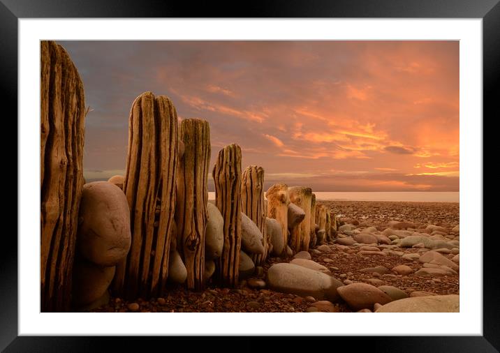 Weathered Groynes Framed Mounted Print by David Neighbour