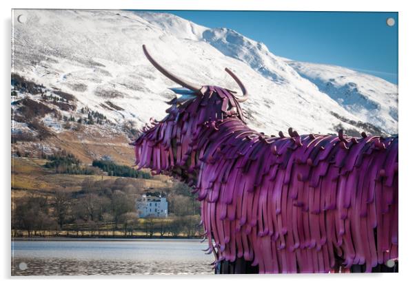Highland Cow Sculpture Acrylic by Willie Cowie