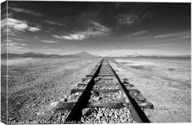 Beyond The Desert Rail  Canvas Print by Aidan Moran