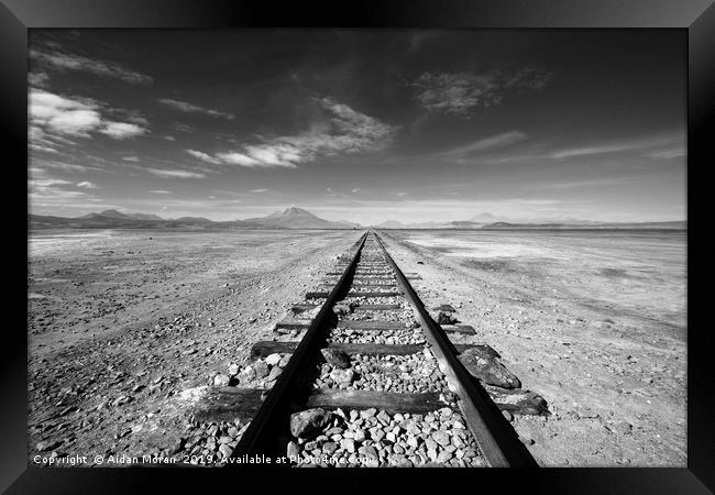 Beyond The Desert Rail  Framed Print by Aidan Moran