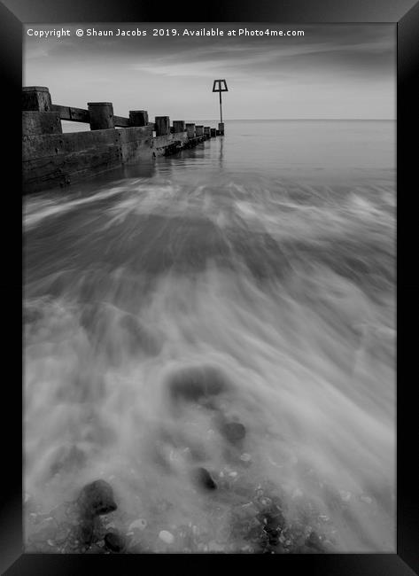 Wave surge in Swanage  Framed Print by Shaun Jacobs