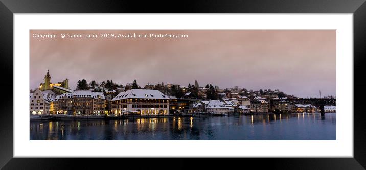 Schaffhausen cityscape at twilight in winter Framed Mounted Print by DiFigiano Photography