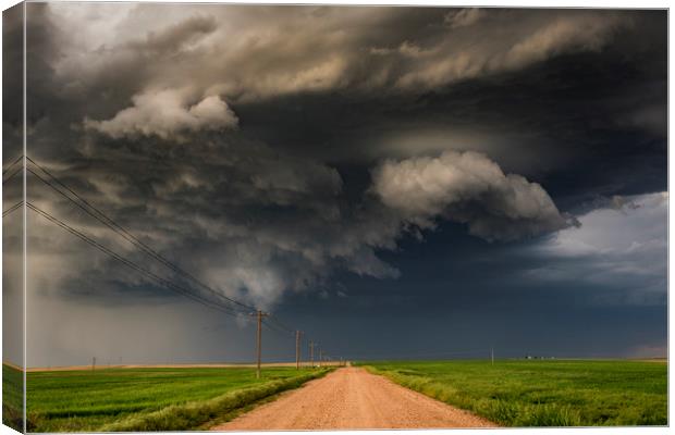 Rotating thunderstorm, Nebraska. Canvas Print by John Finney