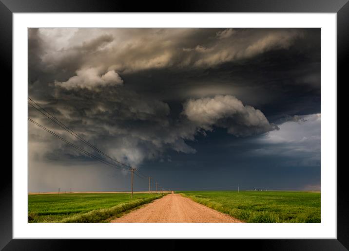 Rotating thunderstorm, Nebraska. Framed Mounted Print by John Finney