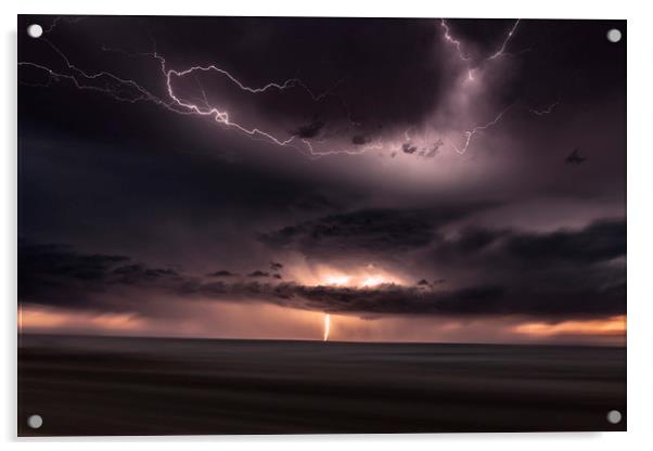 Lightning Lights up the sky over Colorado Acrylic by John Finney
