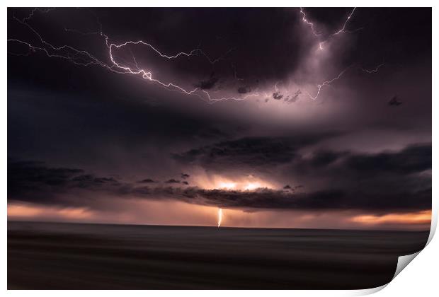 Lightning Lights up the sky over Colorado Print by John Finney