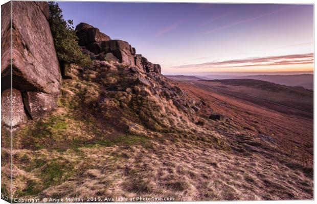 Sunset Stanage Edge Canvas Print by Angie Morton