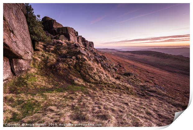 Sunset Stanage Edge Print by Angie Morton