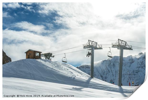 Top of the chairlift Print by Nick Hirst