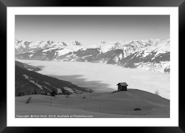 Solitary hut above the clouds Framed Mounted Print by Nick Hirst