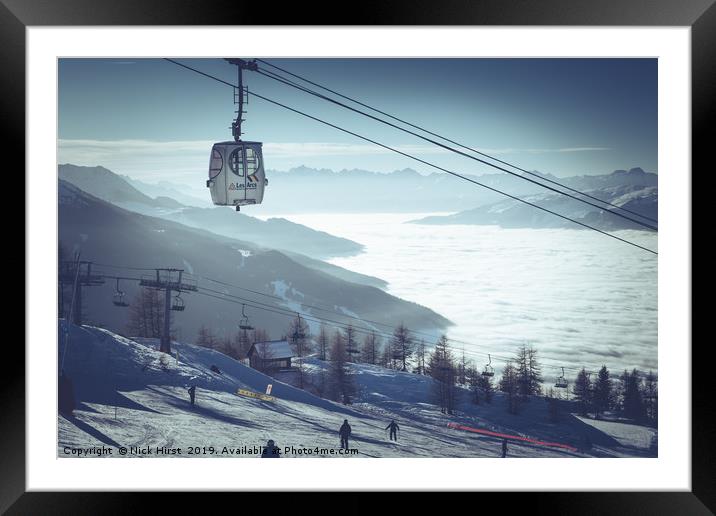 Les Arcs cable car Framed Mounted Print by Nick Hirst