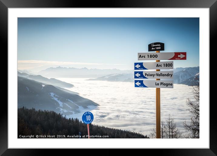Les Arcs above a lake of clouds Framed Mounted Print by Nick Hirst