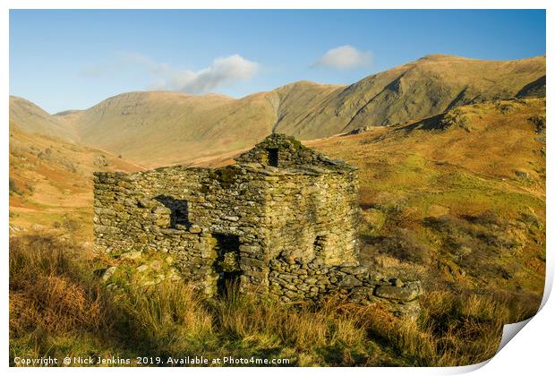 Abandoned Barn Upper Troutbeck Valley Lake Distric Print by Nick Jenkins