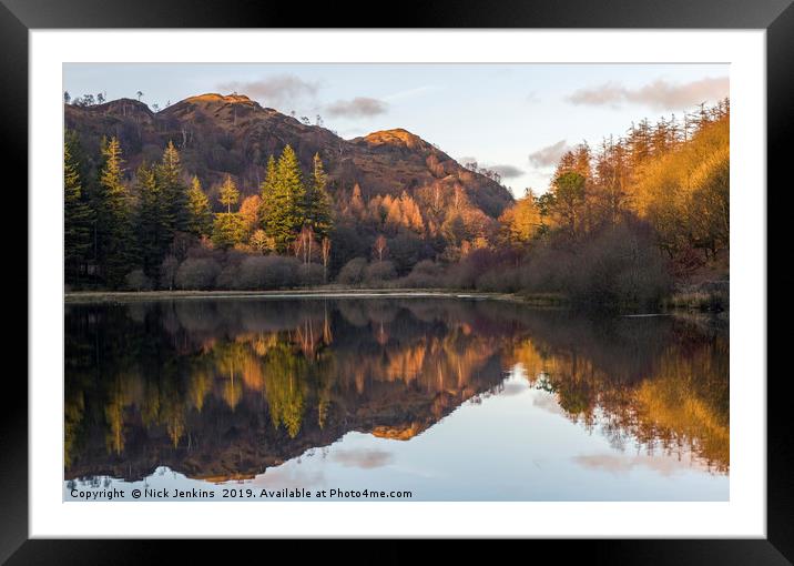 Evening Reflections at Yew Tree Tarn Lake District Framed Mounted Print by Nick Jenkins