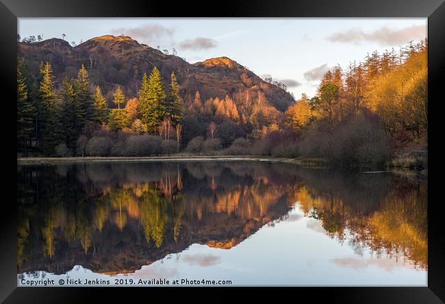 Evening Reflections at Yew Tree Tarn Lake District Framed Print by Nick Jenkins