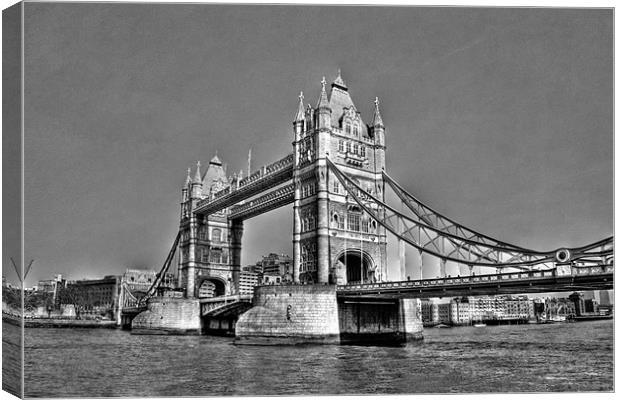 Tower Bridge London UK, black and white Canvas Print by Dawn O'Connor