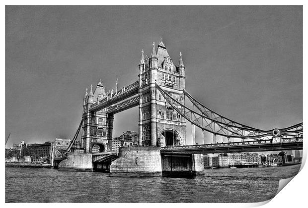Tower Bridge London UK, black and white Print by Dawn O'Connor
