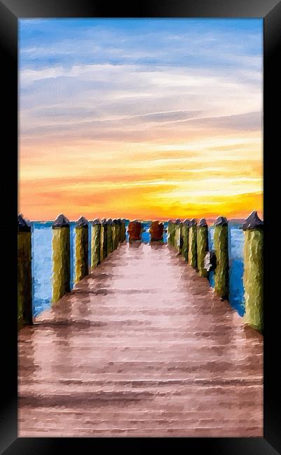 Adirondack Chairs at End of Pier Framed Print by Darryl Brooks