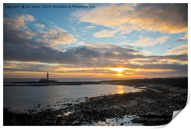 January sunrise over St Mary's Island Print by Jim Jones