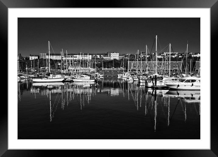 Milford Haven Marina Monochrome Framed Mounted Print by Steve Purnell