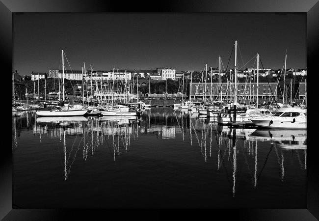 Milford Haven Marina Monochrome Framed Print by Steve Purnell