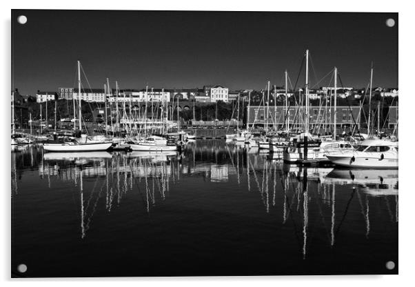 Milford Haven Marina Monochrome Acrylic by Steve Purnell