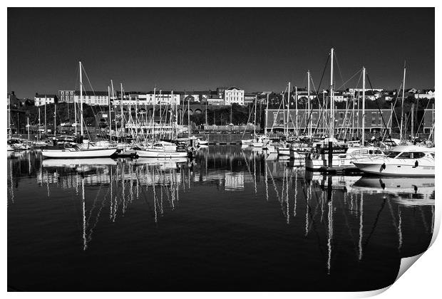 Milford Haven Marina Monochrome Print by Steve Purnell