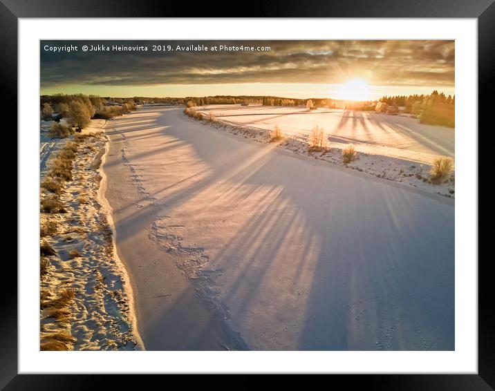 Winter Morning On The River Framed Mounted Print by Jukka Heinovirta