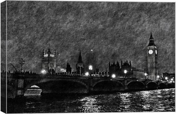 Westminster Bridge, Big Ben and The Houses of Parl Canvas Print by Dawn O'Connor