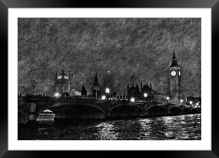 Westminster Bridge, Big Ben and The Houses of Parl Framed Mounted Print by Dawn O'Connor