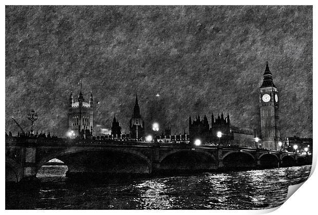 Westminster Bridge, Big Ben and The Houses of Parl Print by Dawn O'Connor