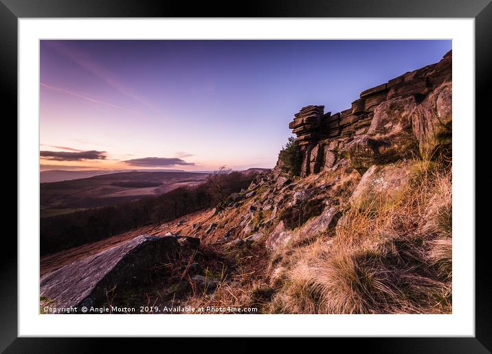 The Head of Stanage Edge Framed Mounted Print by Angie Morton