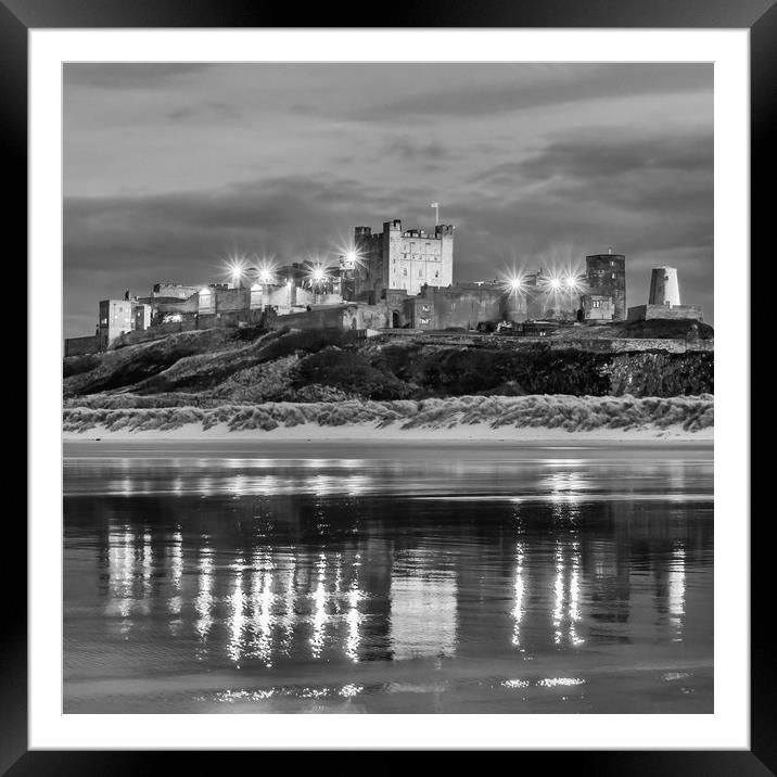 Bamburgh Castle Evening Reflections Framed Mounted Print by Naylor's Photography