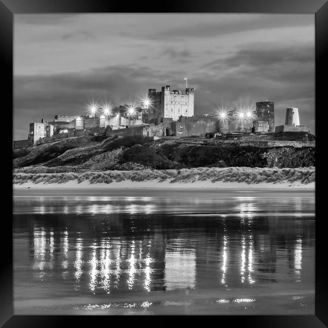Bamburgh Castle Evening Reflections Framed Print by Naylor's Photography