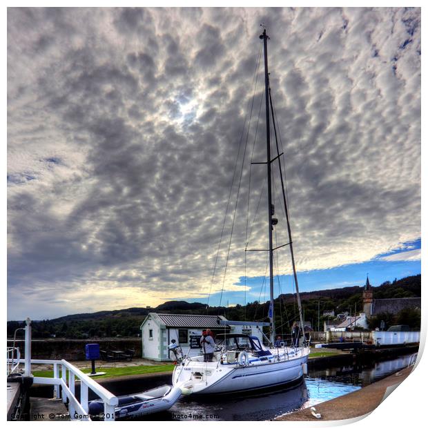 Yacht under a Dappled Sky Print by Tom Gomez