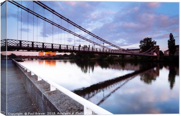 A footbridge accross the Clyde in Summer Canvas Print by Paul Brewer