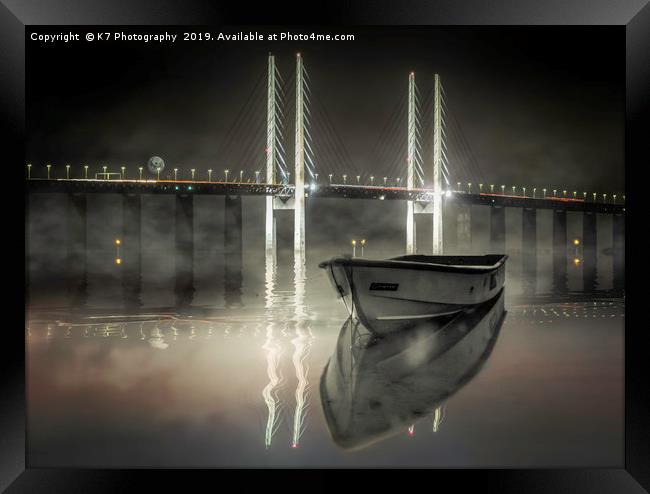 The Bridge - Reflections in the Oresund Framed Print by K7 Photography