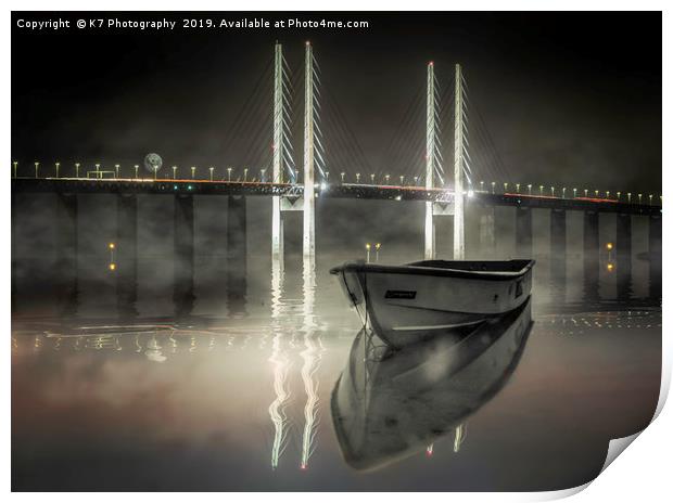 The Bridge - Reflections in the Oresund Print by K7 Photography