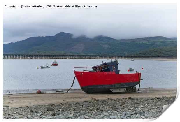 Red Boat On The Barmouth Beach Print by rawshutterbug 