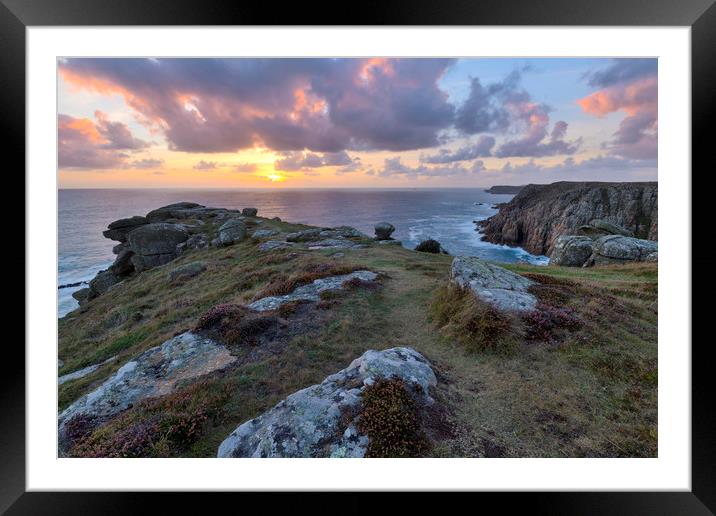 Sundown over Gwennap Head Cornwall Framed Mounted Print by CHRIS BARNARD