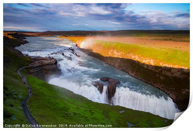 The Icelandic waterfall Gullfoss Print by Dalius Baranauskas