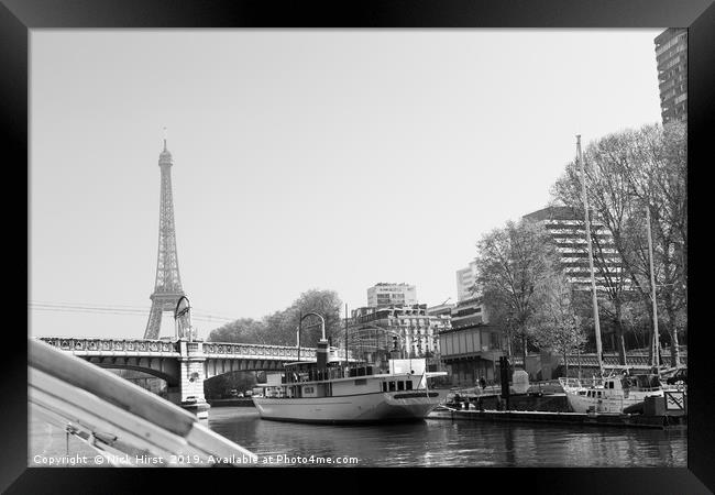 Black and White of the River Seine Framed Print by Nick Hirst