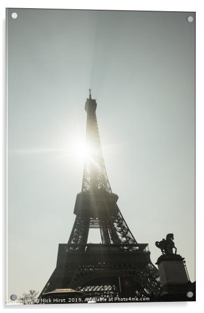 Sun shining through the Eiffel Tower Acrylic by Nick Hirst