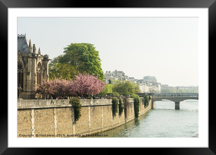 River Seine flowing past Notre Dame Framed Mounted Print by Nick Hirst