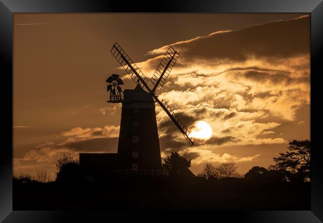Burnham Overy Staithe mill at sunrise  Framed Print by Gary Pearson