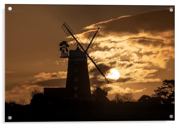 Burnham Overy Staithe mill at sunrise  Acrylic by Gary Pearson