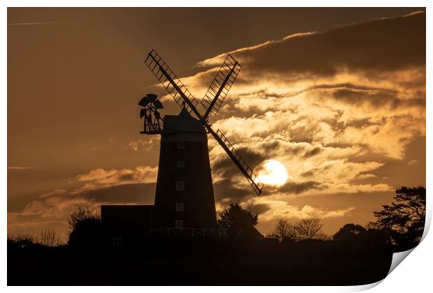 Burnham Overy Staithe mill at sunrise  Print by Gary Pearson
