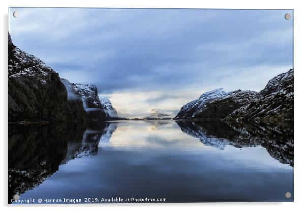 Norway Fjord in winter Acrylic by Hannan Images