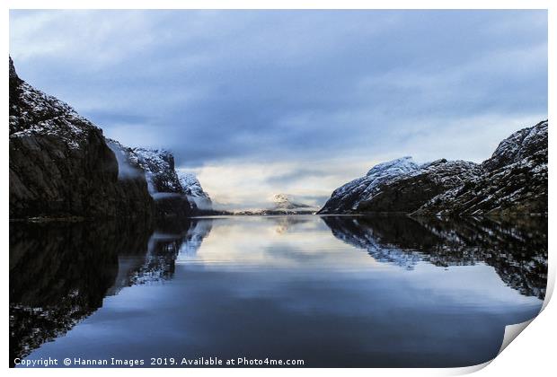 Norway Fjord in winter Print by Hannan Images