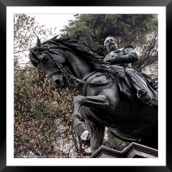 The statue of Emperor Napoleon III on horseback Framed Mounted Print by Claudio Lepri